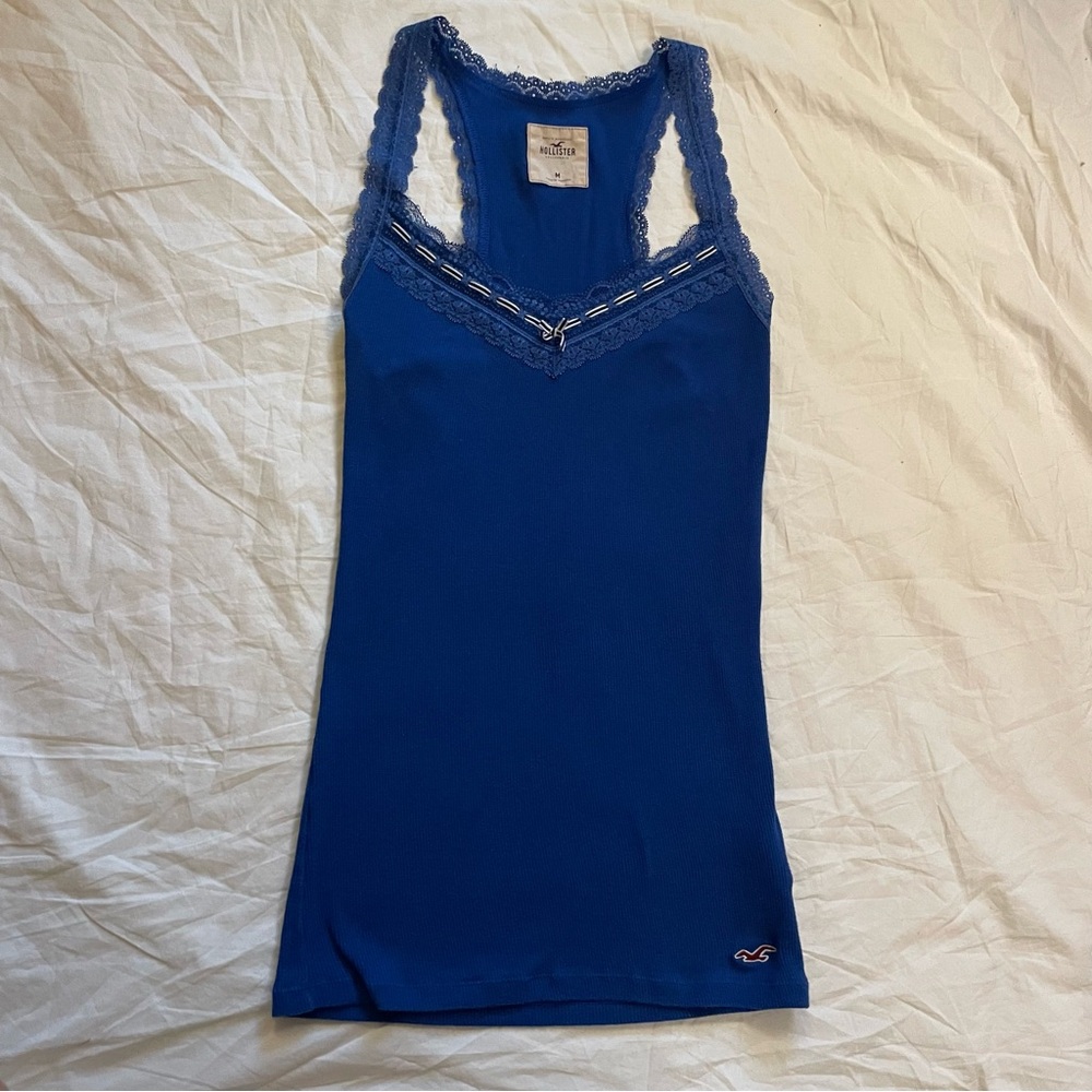Y2K Hollister Royal Blue Lace Racerback Tank